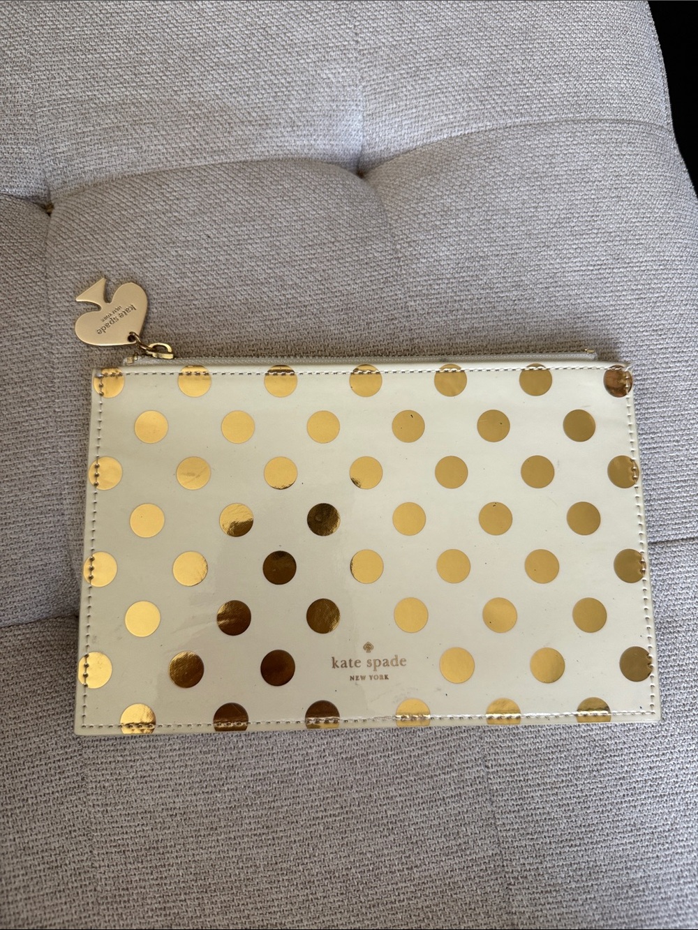 Kate spade pouch Gold Polka Dots